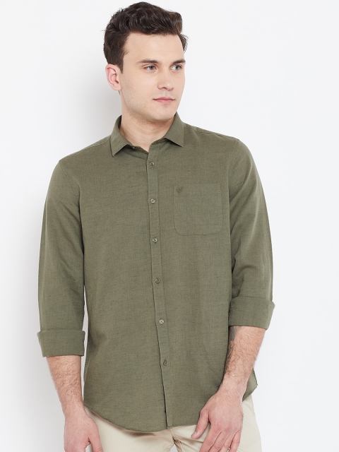 

Blackberrys Men Olive Green Slim Fit Solid Casual Shirt