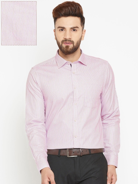 

Blackberrys Men Pink & Navy Blue Slim Fit Textured Formal Shirt