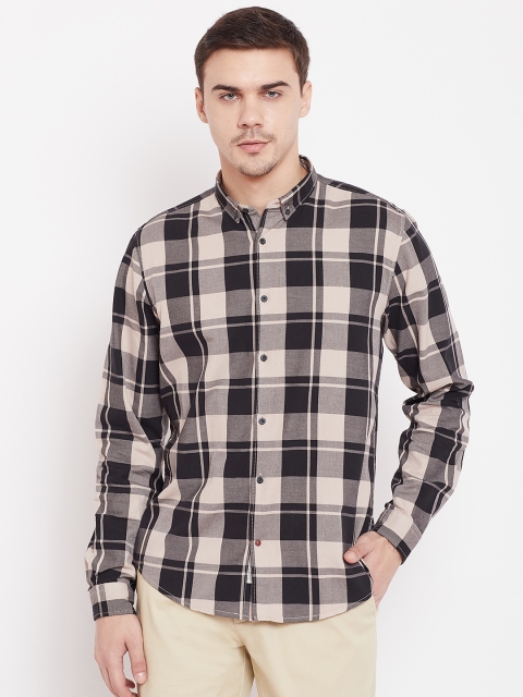 

Blackberrys Men Black & Beige Slim Fit Checked Casual Shirt