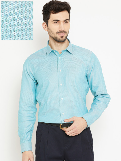 

Blackberrys Men Sea Green Slim Fit Textured Formal Shirt