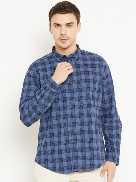 

Blackberrys Men Blue Slim Fit Checked Casual Shirt
