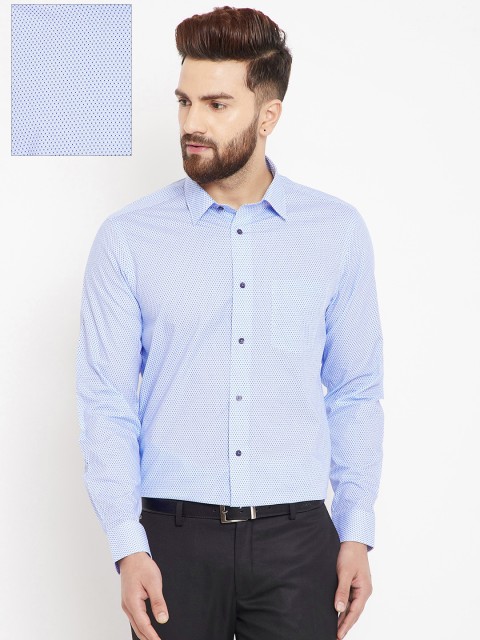 

Blackberrys Men White & Blue Slim Fit Printed Formal Shirt