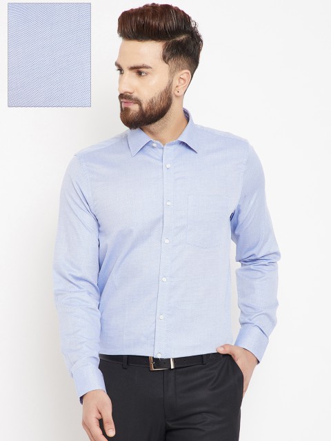 

Blackberrys Men Blue Slim Fit Self Design Formal Shirt