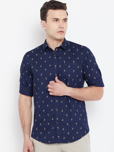

Blackberrys Men Navy Slim Fit Printed Casual Shirt, Navy blue