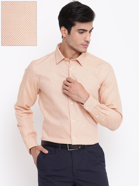 

Blackberrys Men Orange & Yellow Slim Fit Self Design Formal Shirt