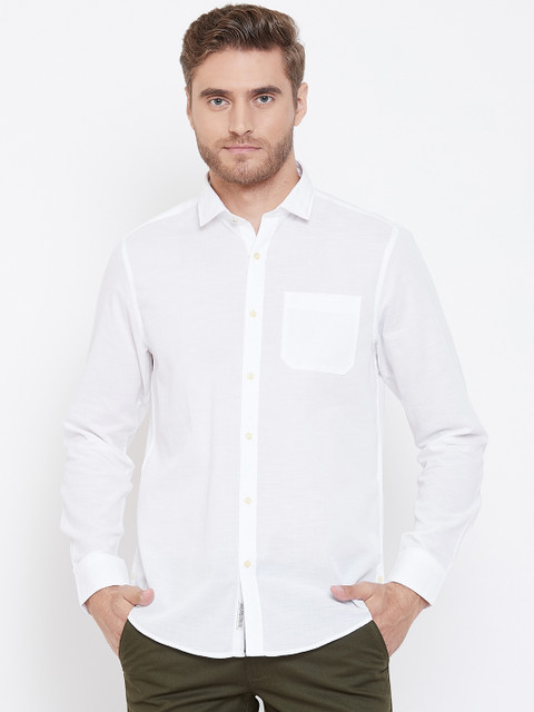 

Blackberrys Men White Slim Fit Solid Casual Shirt