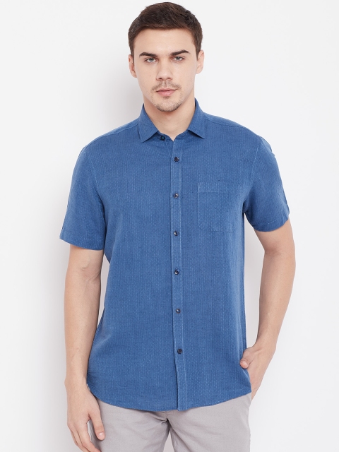 

Blackberrys Men Blue Slim Fit Self Design Casual Shirt