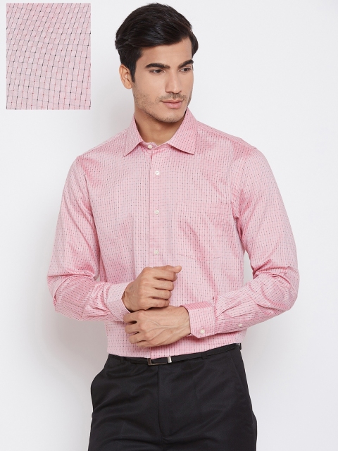 

Blackberrys Men Pink Smart Regular Fit Checked Formal Shirt