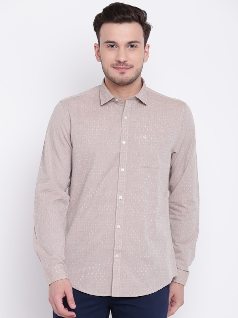 

Blackberrys Men Beige Slim Fit Self Design Casual Shirt