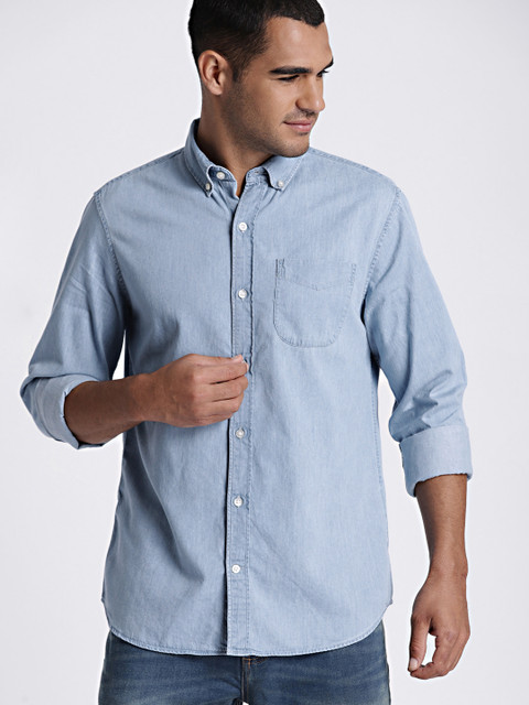 

GAP Men Blue Regular Fit Solid Casual Shirt