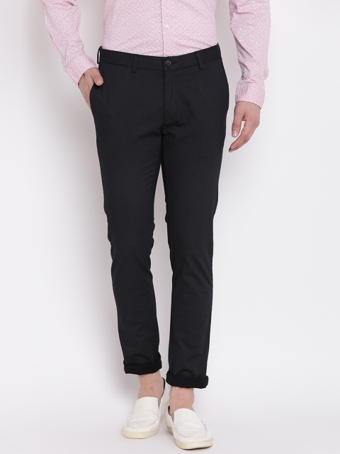 

Blackberrys Men Black & Charcoal Grey Regular Fit Printed Trousers