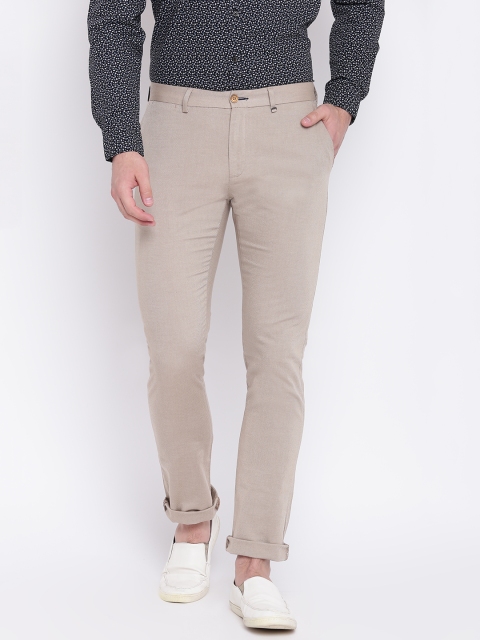 

Blackberrys Men Beige B-95 Slim Fit Self Design Trousers