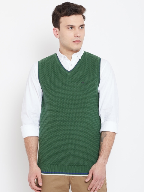 

Blackberrys Men Green Self-Design Sweater Vest