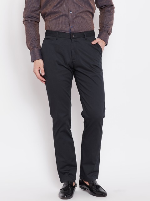 

Blackberrys Men Black Regular Fit Solid Smart Casual Trousers