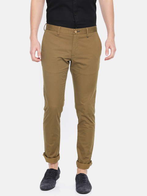 

Blackberrys Men Khaki Slim Fit Printed Regular Trousers