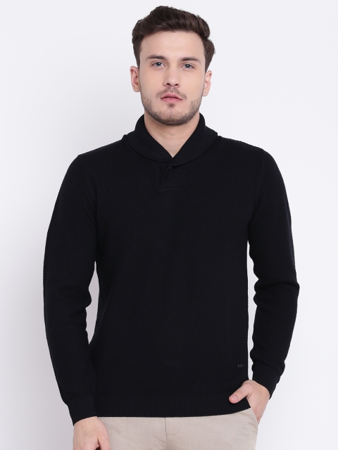 

Blackberrys Men Black Self Design Pullover