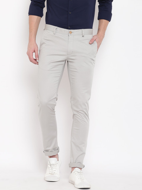 

Blackberrys Men Grey Regular Fit Solid Chinos
