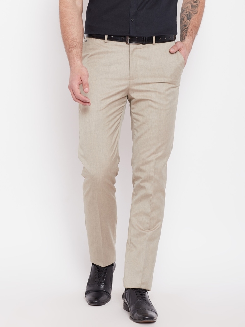 

Blackberrys Men Beige Regular Fit Solid Formal Trousers
