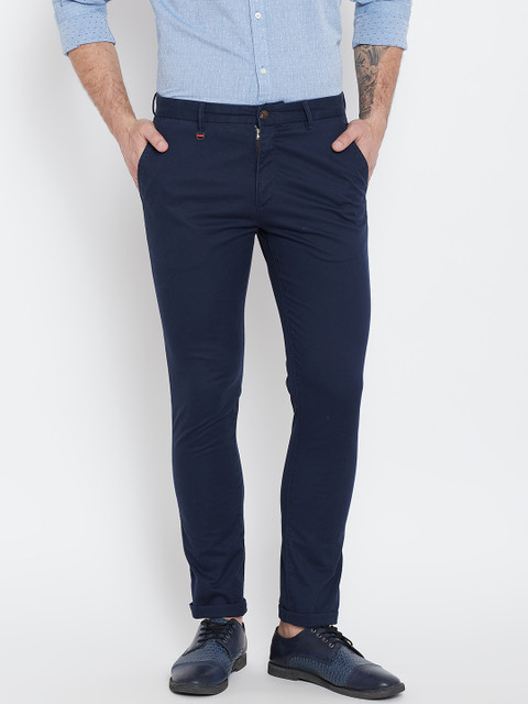 

Blackberrys Men Navy Blue Regular Fit Solid Trousers