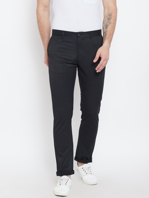 

Blackberrys Men Navy Blue Regular Fit Self Design Trousers