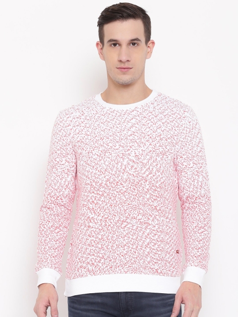 

Blackberrys Men White & Rust Orange Printed Sweatshirt