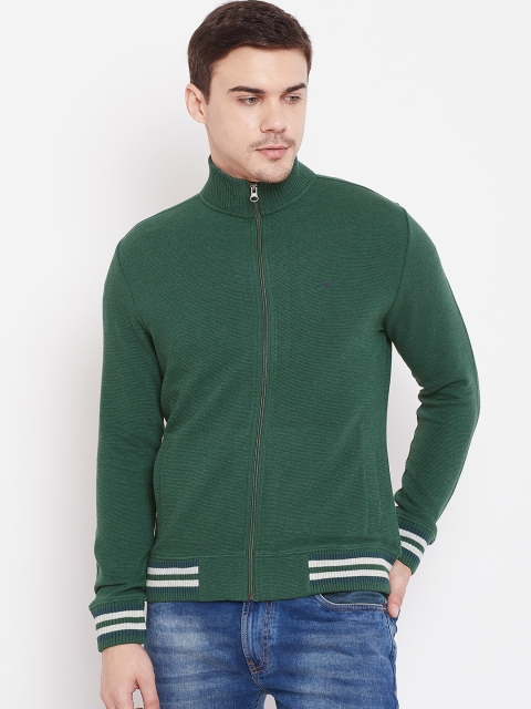 

Blackberrys Men Green Solid Front-Open Sweater