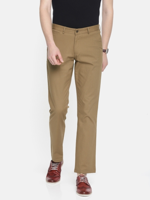 

Blackberrys Men Khaki Regular Fit Solid Cropped Regular Trousers