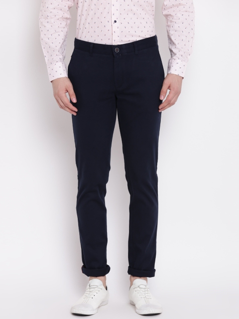 

Blackberrys Men Navy Blue Regular Fit Solid Trousers