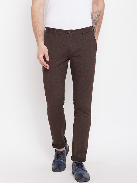 

Blackberrys Men Coffee Brown Regular Fit Solid Trousers