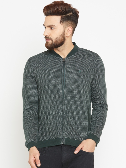 

Blackberrys Men Green & White Striped Sweatshirt
