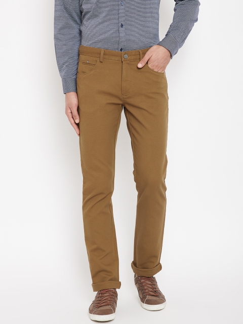 

Blackberrys Men Brown Tapered Fit Solid Trousers