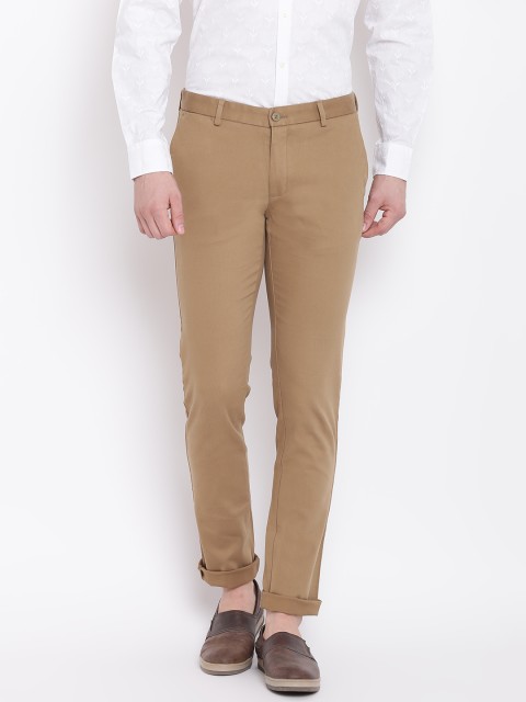 

Blackberrys Men Beige Solid Regular Trousers
