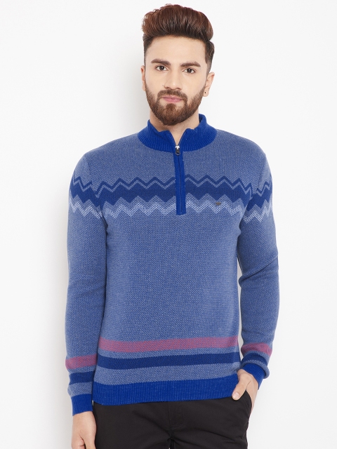 

Blackberrys Men Blue Self Design Pullover