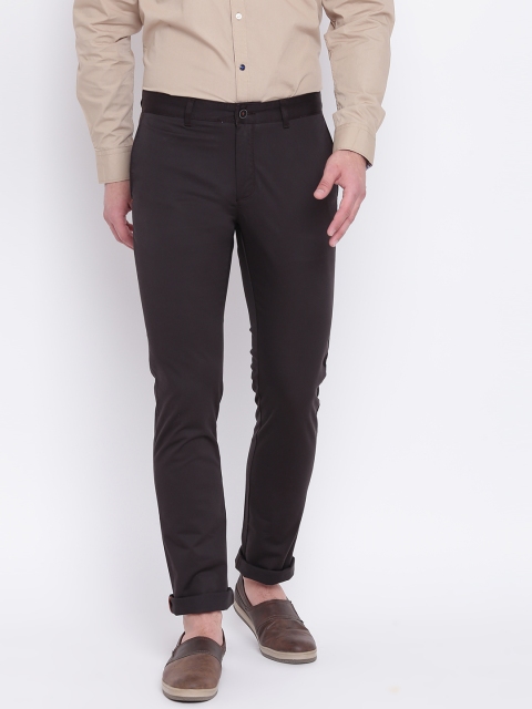 

Blackberrys Men Coffee Brown Tapered Fit Solid Chinos