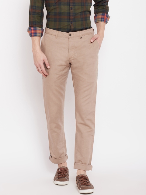 

Blackberrys Men Beige Tapered Fit Solid Regular Trousers