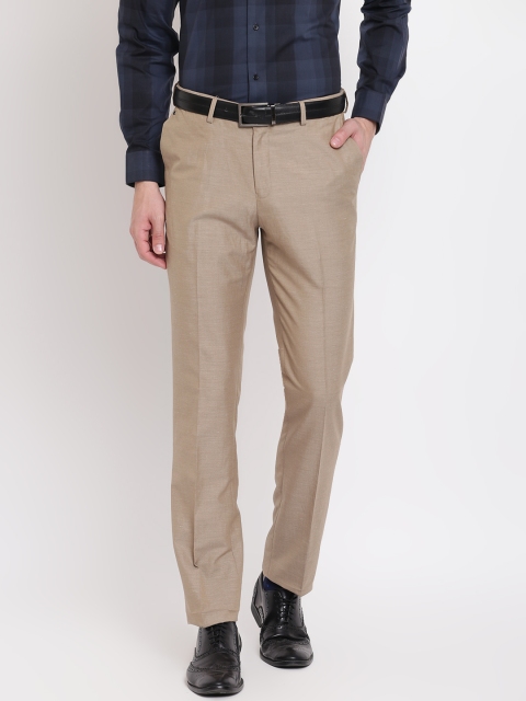 

Blackberrys Men Beige Regular Fit Solid Formal Trousers