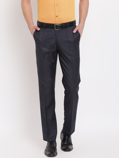 

Blackberrys Men Navy Blue Regular Fit Solid Formal Trousers