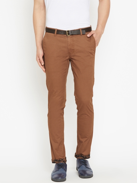 

Blackberrys Men Rust Brown Regular Fit Solid Trousers