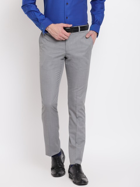 

Blackberrys Men Grey Regular Fit Solid Formal Trousers