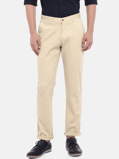 

Blackberrys Men Beige Regular Fit Self Design Trousers