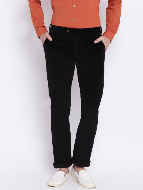

Blackberrys Men Black Regular Fit Solid Corduroy Trousers
