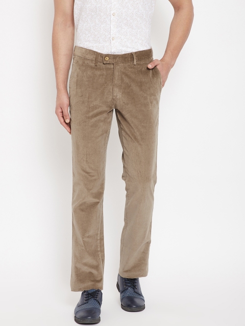 

Blackberrys Men Khaki Moderate Smart Fit Solid Corduroy Trousers
