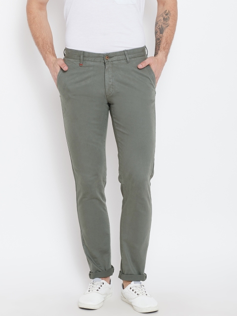 

Blackberrys Men Olive Green Regular Fit Solid Trousers