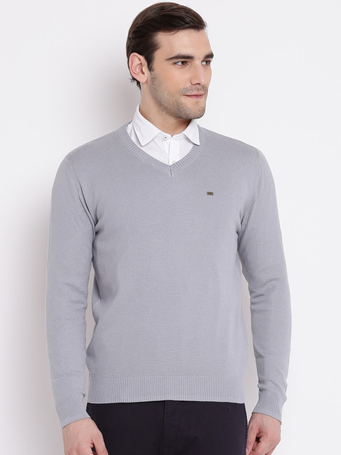 

Blackberrys Men Grey Solid Pullover