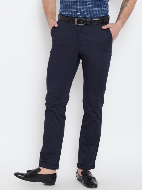 

Blackberrys Men Navy Blue Smart Fit Solid Regular Trousers
