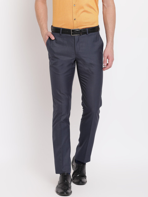 

Blackberrys Men Charcoal Grey Regular Fit Solid Formal Trousers