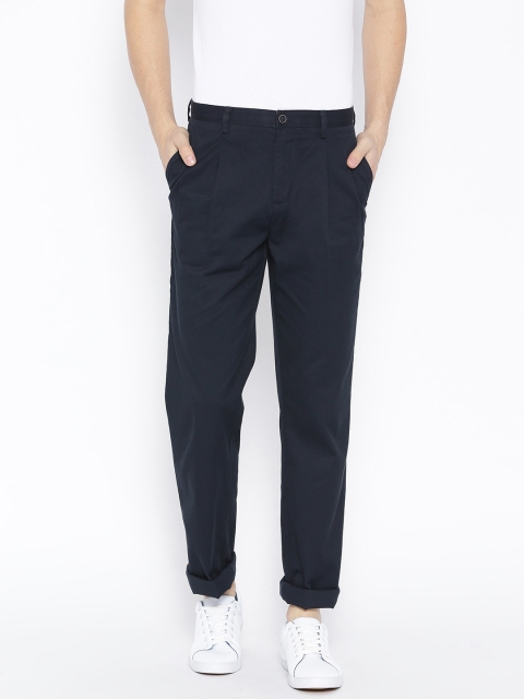 

Blackberrys Men Navy Blue Regular Fit Solid Trousers