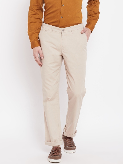 

Blackberrys Men Beige Smart Fit Solid Regular Trousers
