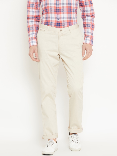 

Blackberrys Men Beige Regular Fit Solid Trousers
