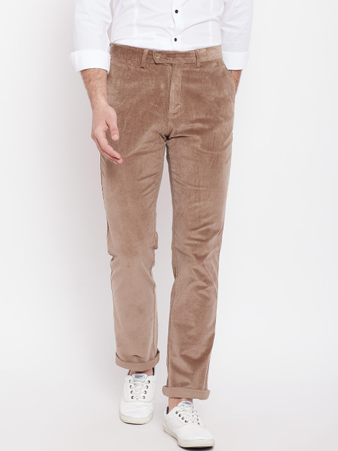

Blackberrys Men Brown Corduroy Regular Fit Solid Trousers